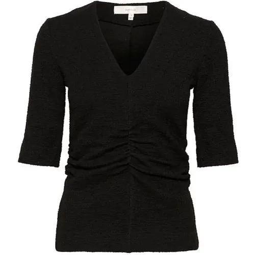 Textured V-Neck Top with Ruched Detail , female, Sizes: M, S, L, XL, 3XL - InWear - Modalova