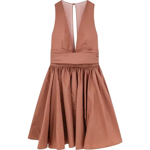 Braunes ärmelloses Kleid mit V-Ausschnitt - pinko - Modalova