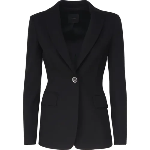 Schwarzer Einreihiger Blazer mit Metallknöpfen , Damen, Größe: XS - pinko - Modalova