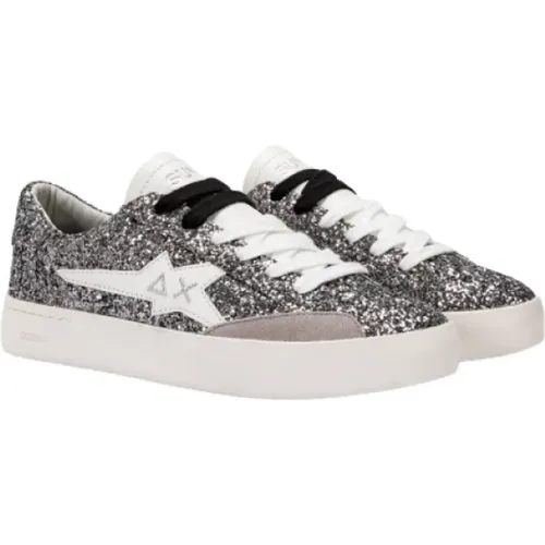 Glitter Silver Sneakers , female, Sizes: 3 UK, 6 UK - Sun68 - Modalova