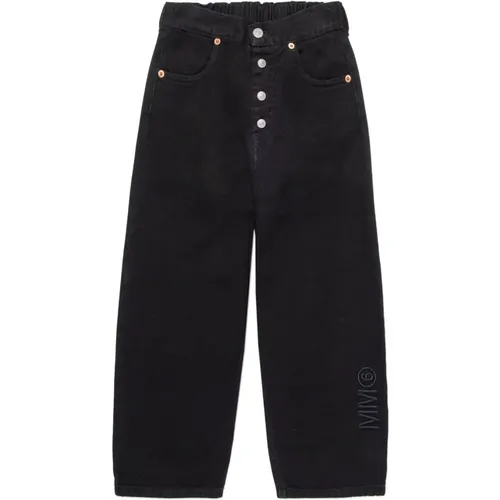 Vintage schwarze Jeans mit weitem Bein und Logo - MM6 Maison Margiela - Modalova