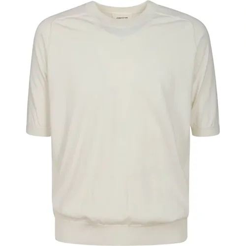 Weißes Baumwoll Crepe T-Shirt,Blau Baumwolle Crepe T-Shirt - Atomofactory - Modalova