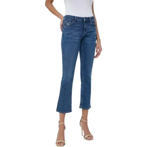 Bootcut Jeans mit Glitzer-Logo , Damen, Größe: W24 - Liu Jo - Modalova