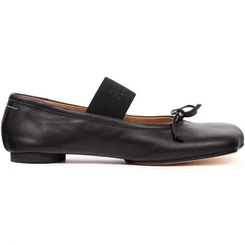 Leather Bow Flat Shoes , female, Sizes: 3 1/2 UK - MM6 Maison Margiela - Modalova