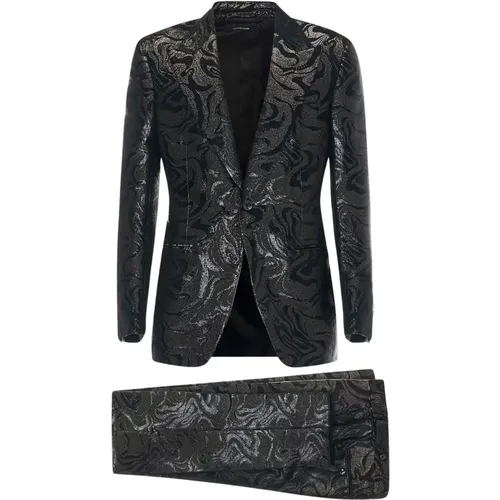 Single Breasted Suit with Abstract Pattern , male, Sizes: M - Tom Ford - Modalova