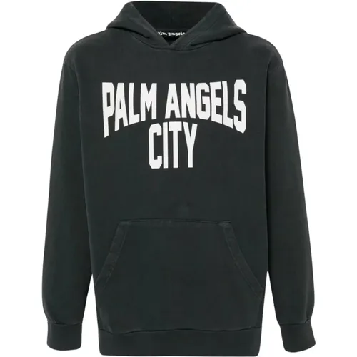 City Lettering Grey Sweater Hoodie , male, Sizes: M, L, S - Palm Angels - Modalova