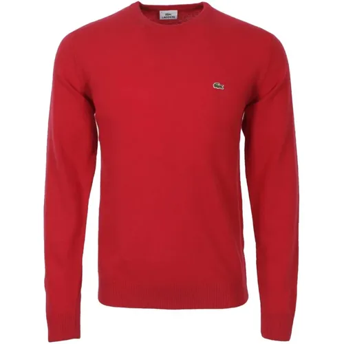 Roter Crewneck Pullover 100% Baumwolle , Herren, Größe: S - Lacoste - Modalova