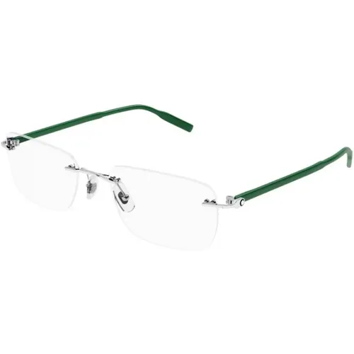 Sleek Silver Glasses Frames , unisex, Sizes: 57 MM - Montblanc - Modalova