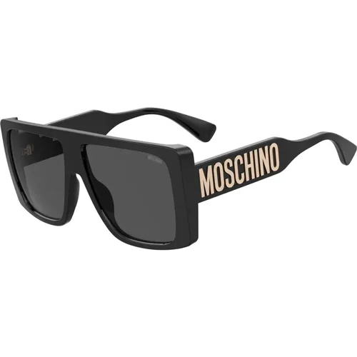 Dark Grey Sunglasses,Stilvolle Sonnenbrille Schwarzer Rahmen - Moschino - Modalova