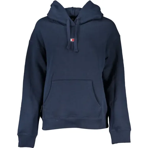 Blaue Kapuzenpullover mit Logo-Applikation , Damen, Größe: XL - Tommy Hilfiger - Modalova