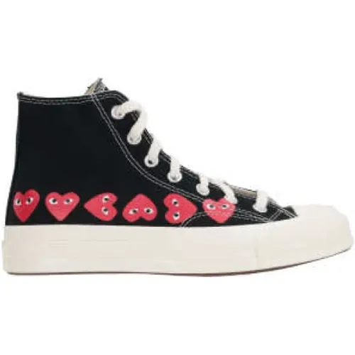 Schwarze High-Top Sneakers mit Herzdruck , Damen, Größe: 36 EU - Comme des Garçons Play - Modalova