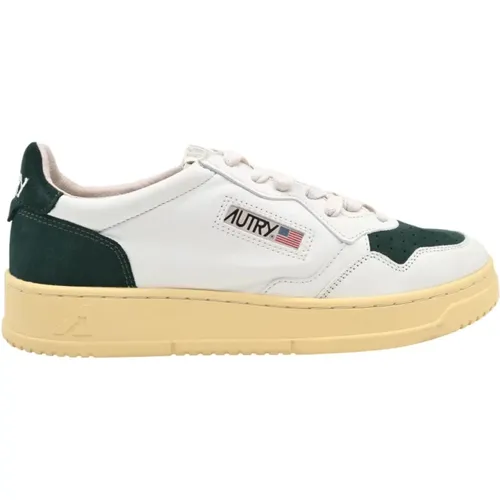 Low Suede Leather Sneakers White/Bottle , male, Sizes: 8 UK - Autry - Modalova