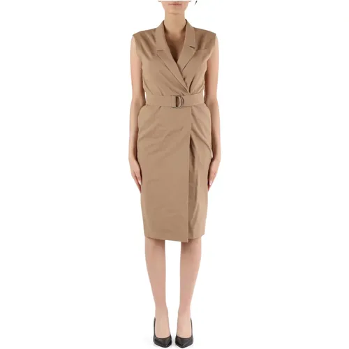 Linen and viscose stretch dress Drupe , female, Sizes: 4XL, 2XL, XL, 3XL, L - Boss - Modalova
