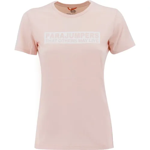 Rundhals Baumwoll T-Shirt , Damen, Größe: M - Parajumpers - Modalova