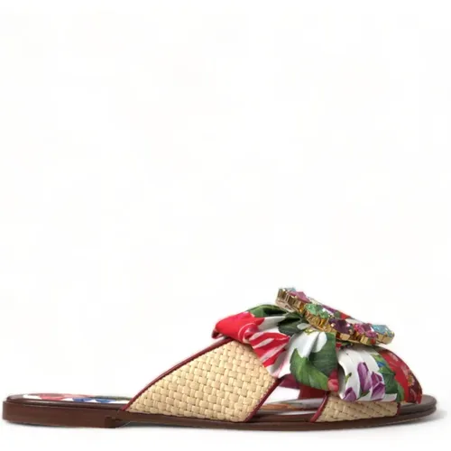 Exquisite Sandalen mit Blumenmuster , Damen, Größe: 35 EU - Dolce & Gabbana - Modalova