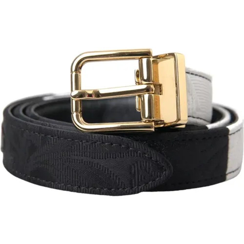 White Patchwork Metal Buckle Belt , female, Sizes: ONE SIZE - Dolce & Gabbana - Modalova