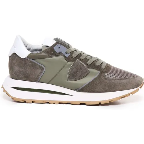 Khaki Grüne Sneakers mit Memory Foam , Herren, Größe: 41 EU - Philippe Model - Modalova