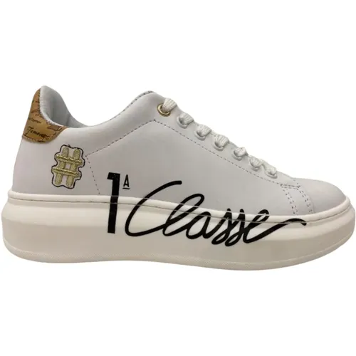 Leather Sneakers with Inserts , female, Sizes: 7 UK, 3 UK - Alviero Martini 1a Classe - Modalova