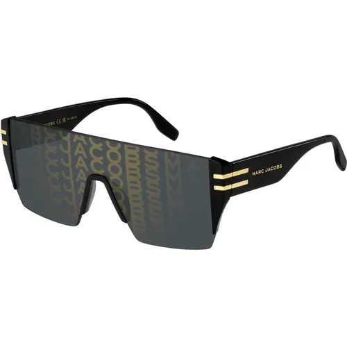 Schwarze/Graue Sonnenbrille mit Gold-Logo , Herren, Größe: ONE Size - Marc Jacobs - Modalova