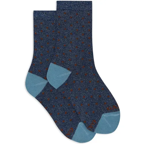 Kurze blaue Baumwoll- und Glitzersocken für Kinder mit Punkten - Gallo - Modalova