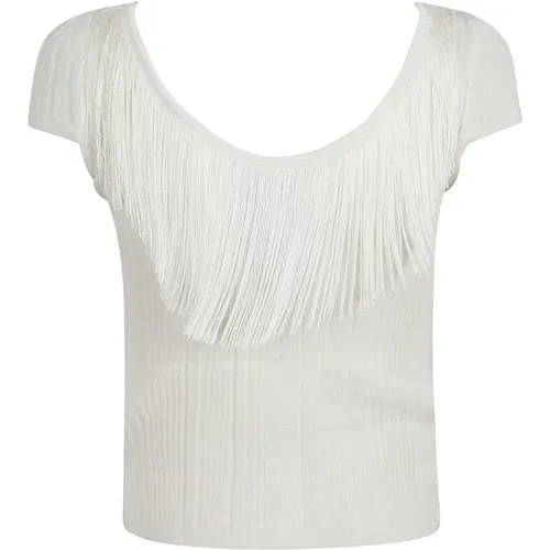 Knitted Top with Fringe Detailing , female, Sizes: M, L, S, XS - pinko - Modalova