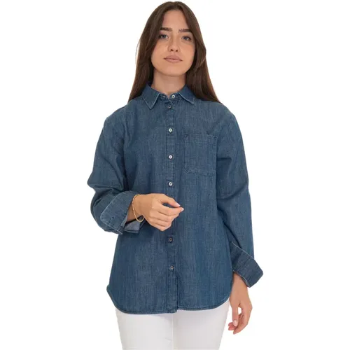 Denim Blouse with Breast Pocket , female, Sizes: L - Max Mara Weekend - Modalova