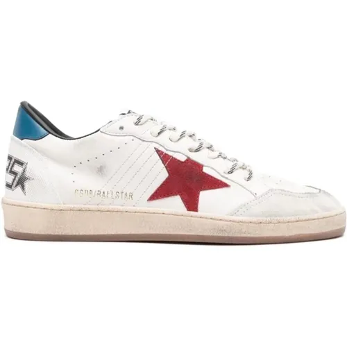 White Ball Star Sneakers Distressed Finish , male, Sizes: 6 UK - Golden Goose - Modalova