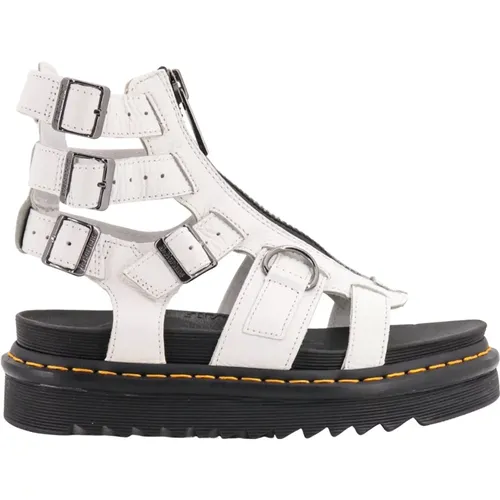 Weiße Leder Flache Sandalen für Frauen , Damen, Größe: 40 EU - Dr. Martens - Modalova