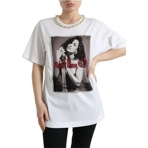 Kristallverziertes bedrucktes T-Shirt - Dolce & Gabbana - Modalova