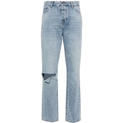 Hellblaue Ripped Jeans , Damen, Größe: W24 - 7 For All Mankind - Modalova