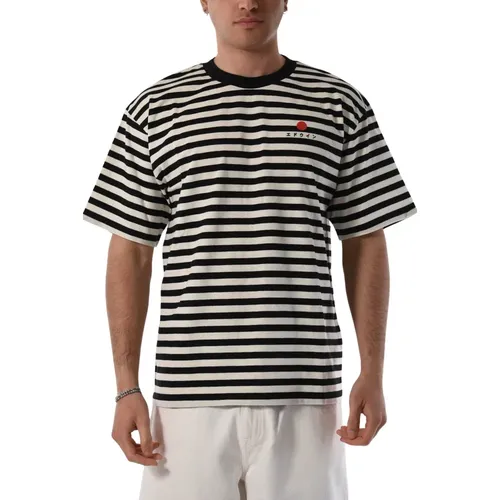 Striped Cotton T-shirt , male, Sizes: L, M, XL, 2XL - Edwin - Modalova