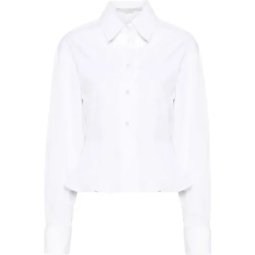 Weiße Baumwoll-Popeline-Peplum-Bluse , Damen, Größe: 2XS - Stella Mccartney - Modalova