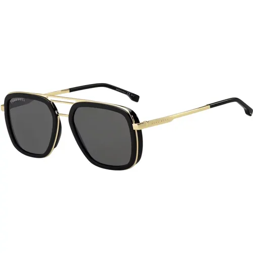 Schwarze/Graue Sonnenbrille , Herren, Größe: 55 MM - Hugo Boss - Modalova