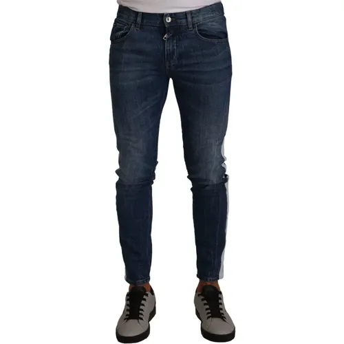 Blaue Gewaschene Slim Fit Jeans , Herren, Größe: M - Dolce & Gabbana - Modalova