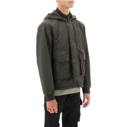 Glänzende Chrome-R Blouson Jacke mit Goggle Kapuze , Herren, Größe: 2XL - C.P. Company - Modalova