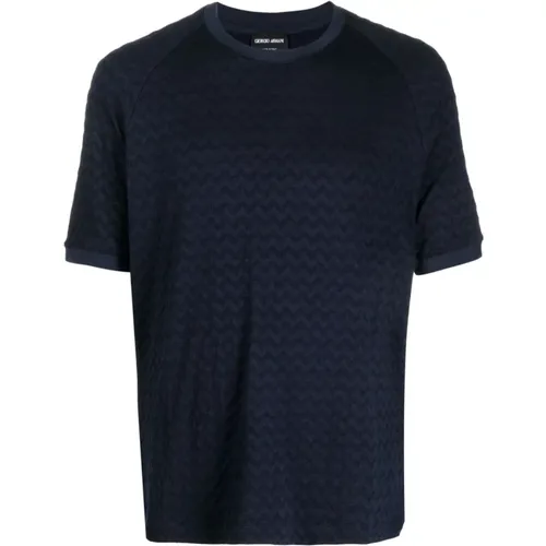 Elegantes Blaues Herren T-Shirt , Herren, Größe: 3XL - Giorgio Armani - Modalova