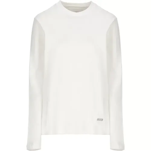 Weiße Baumwoll-T-Shirt mit Langen Ärmeln , Damen, Größe: XS - Jil Sander - Modalova