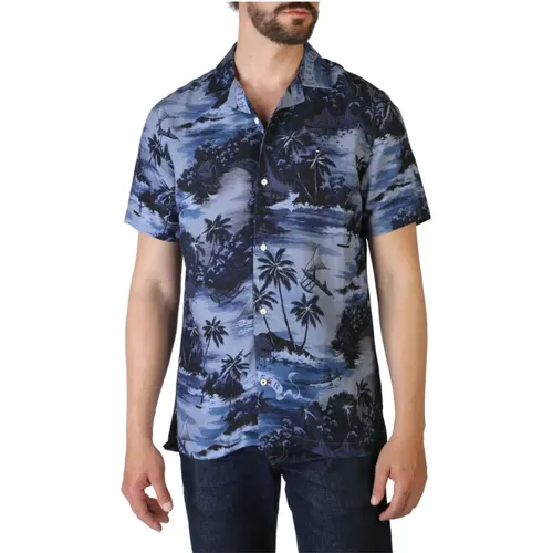 Floral Short Sleeve Linen Shirt , male, Sizes: XS - Tommy Hilfiger - Modalova