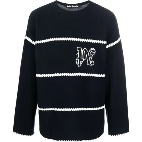 Sweater with Crochet Stripes , male, Sizes: S, L, M - Palm Angels - Modalova