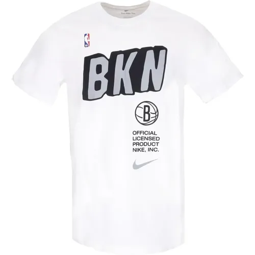 Brooklyn Nets Block Tee Weiß , Herren, Größe: M - Nike - Modalova