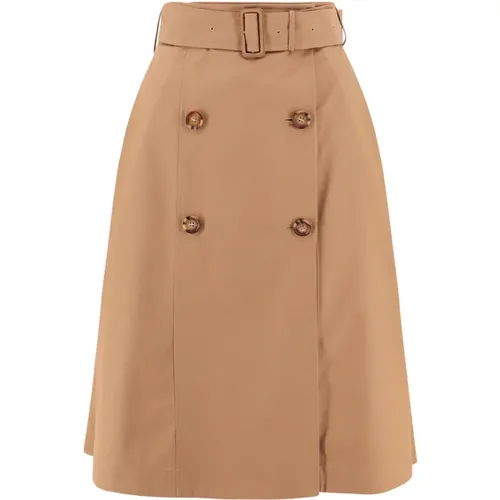 Beige Cotton Trench Skirt Aw23 , female, Sizes: XS, 2XS - Burberry - Modalova