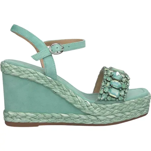 Rhinestone Strap Wedge Sandal , female, Sizes: 5 UK, 3 UK, 8 UK, 4 UK, 7 UK, 6 UK, 9 UK - Alma en Pena - Modalova