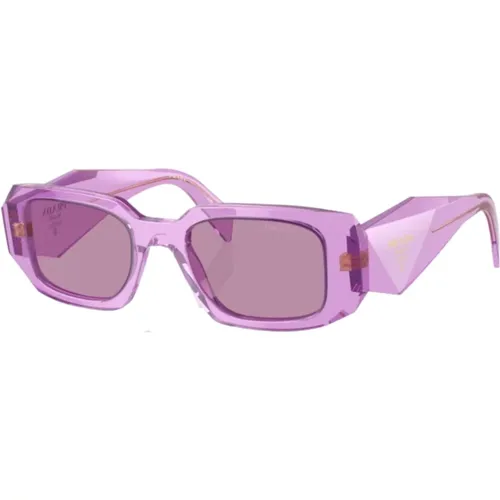 Womens Sunglasses Violet Rectangular Transparent , female, Sizes: 49 MM - Prada - Modalova