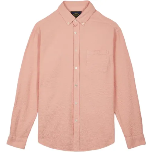 Old Rose Seersucker Shirt , male, Sizes: S - Portuguese Flannel - Modalova