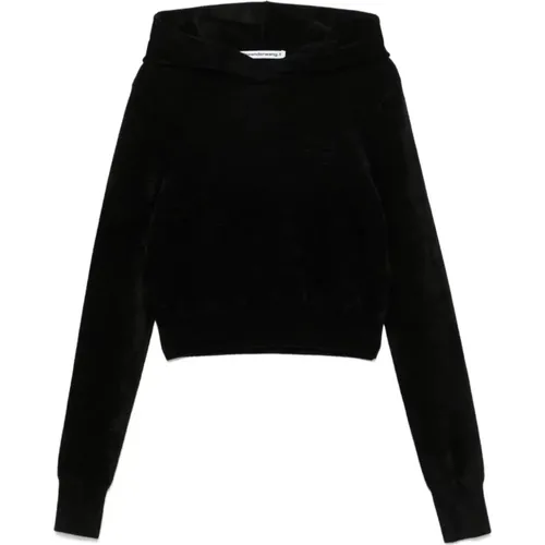 Schwarzer Cropped Hoodie , Damen, Größe: S - alexander wang - Modalova