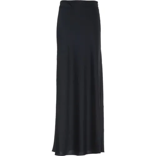 Navy Maxi Satin Langer Rock - Essentiel Antwerp - Modalova