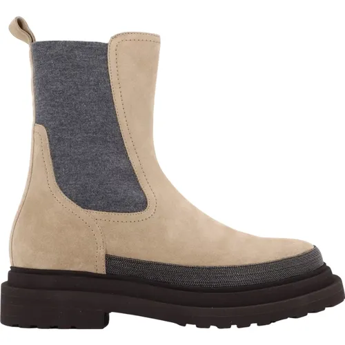 Wildleder Stiefeletten mit Precious Contour - BRUNELLO CUCINELLI - Modalova