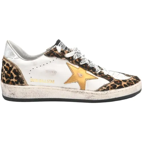 Leder Leo Print Sneakers Weiß Gold - Golden Goose - Modalova