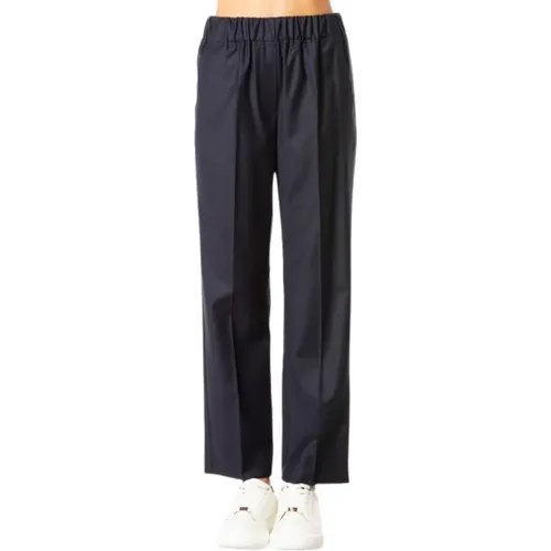 Dunkelblaue Hose mit elastischem Bund , Damen, Größe: S - Max Mara Weekend - Modalova