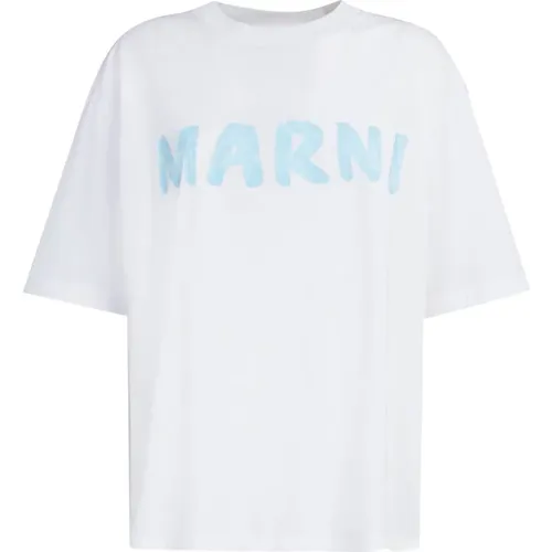Oversized Logo Print Tshirt , female, Sizes: M, L, S - Marni - Modalova